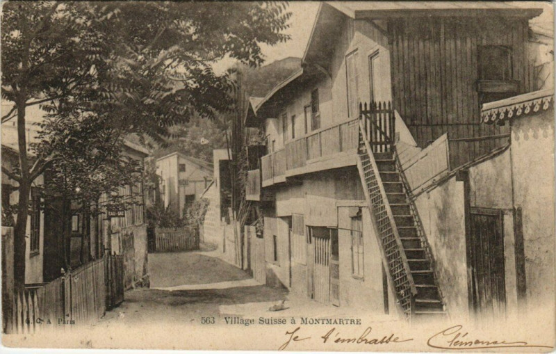 Carte postale ancienne Village Suisse à Montmartre à Paris 18e
