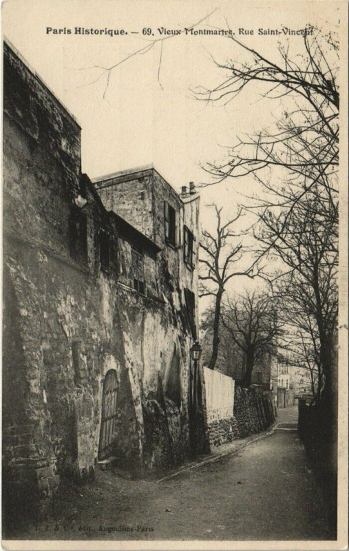 Carte postale ancienne Vieux Montmartre - Rue Saint-Vincent à Paris 18e