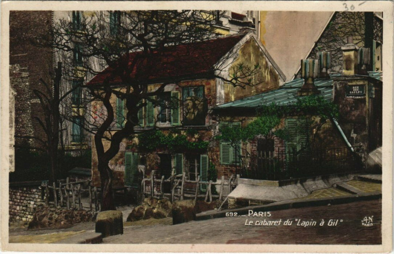 Carte postale ancienne Le cabaret du Lapin à Gil à Paris 18e