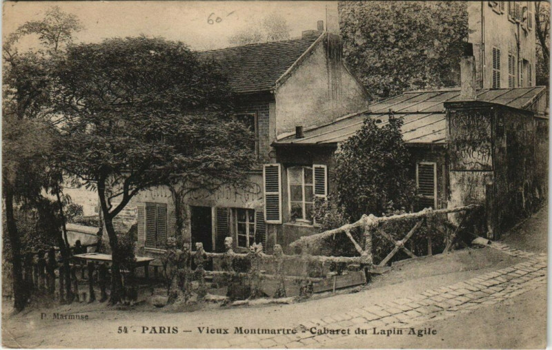 Carte postale ancienne Vieux Montmartre - Cabaret du Lapin Agile à Paris 18e