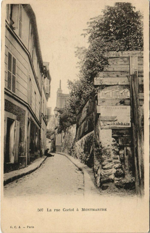 Carte postale ancienne La rue Cortot à Montmartre à Paris 18e