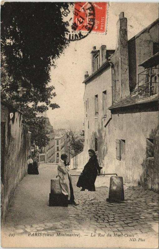 Carte postale ancienne Vieux Montmartre - La Rue du Mont-Cenis à Paris 18e