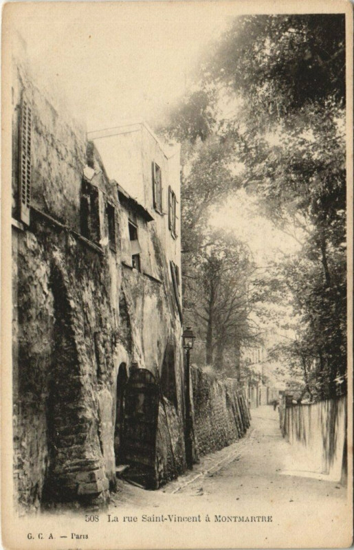 Carte postale ancienne La Rue Saint-Vincent à Montmartre à Paris 18e