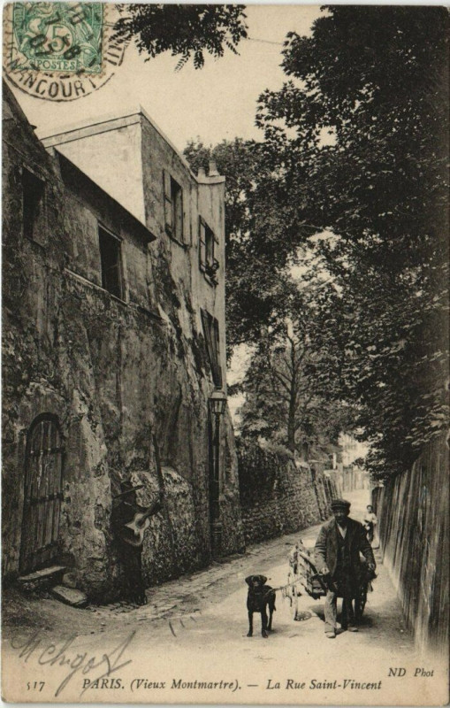 Carte postale ancienne Vieux Montmartre - La Rue Saint-Vincent à Paris 18e