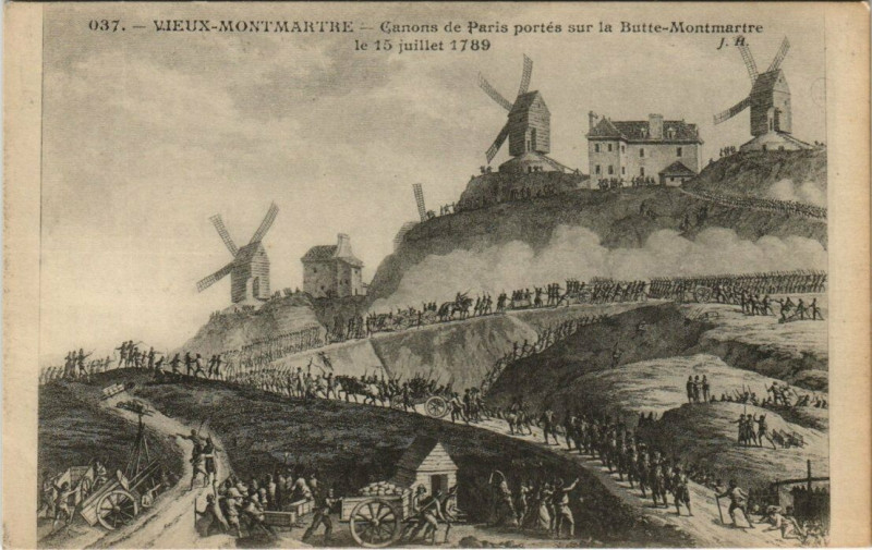 Carte postale ancienne Vieux Montmartre - Canons de Paris portés sur la Butte Montmartre à Paris 18e