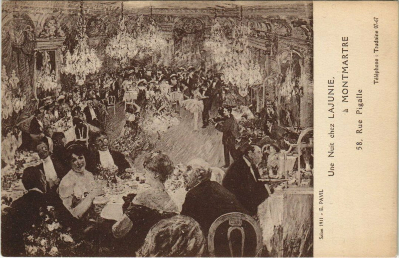 Carte postale ancienne Une Nuit chez Lajunie à Montmartre à Paris 9e