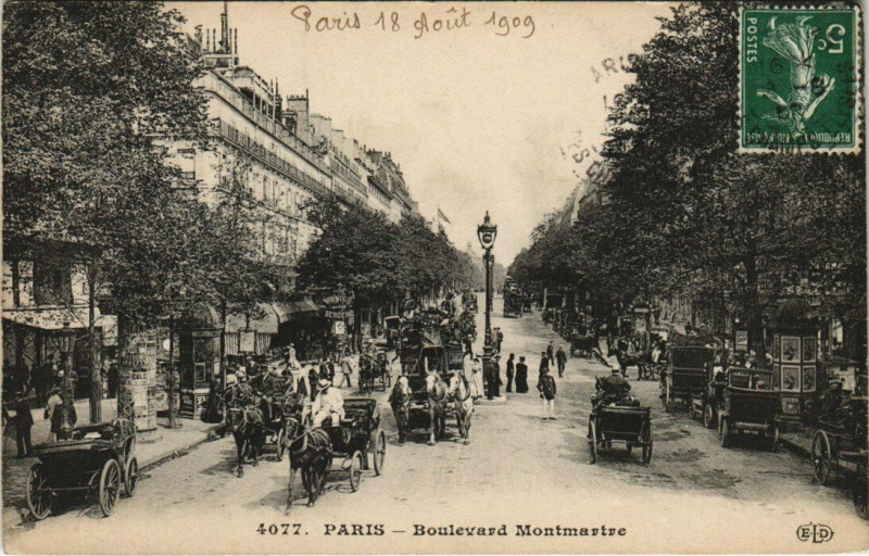 Carte postale ancienne Boulevard Montmartre à Paris 2e