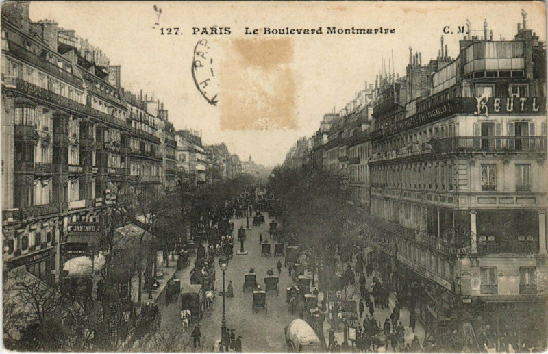 Carte postale ancienne Paris 18e - Le Boulevard Montmartre à Paris 9e