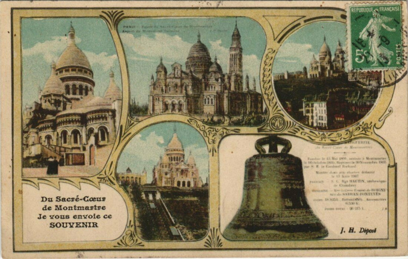 Carte postale ancienne Du Sacré-Coeur de Montmartre je vous envoie ce souvenir à Paris 18e