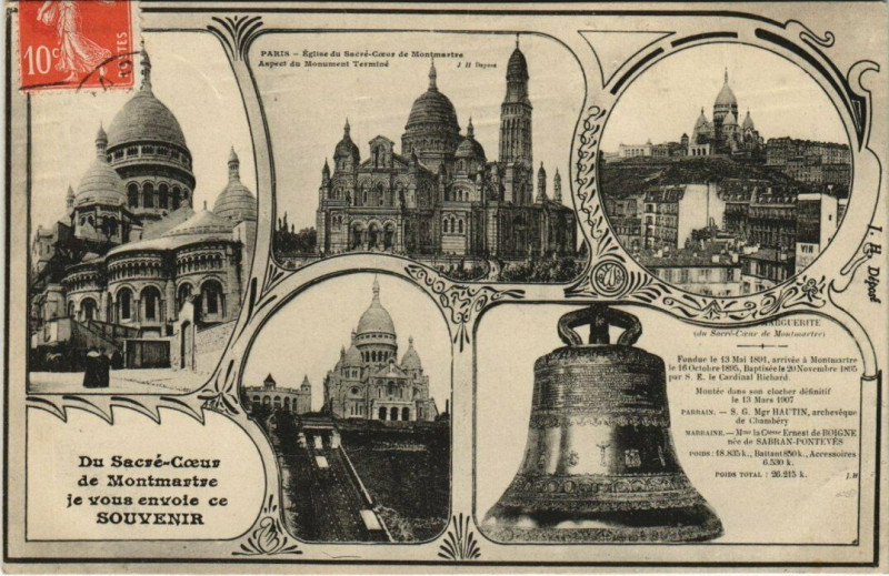 Carte postale ancienne Du Sacré-Coeur de Montmartre je vous envoie ce souvenir à Paris 18e