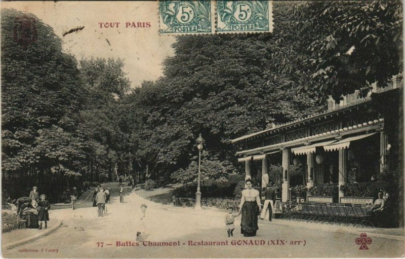 Carte postale ancienne Tout Paris 37 19e Buttes-Chaumont - Restaurant Gonaud à Paris