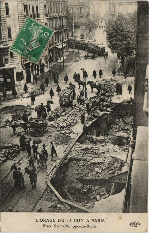 Carte postale ancienne L'Orage Du 15 Juin a Paris (8e) Place Saint-Ph-du-Roule à Paris 8e