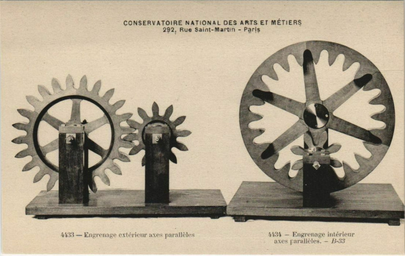 Carte postale ancienne Paris (3e) Cnam - Engrenage interieur et exterieur à Paris 3e