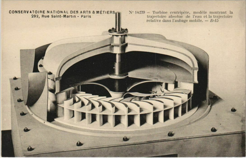 Carte postale ancienne Paris (3e) Cnam - Turbine centripete à Paris 3e