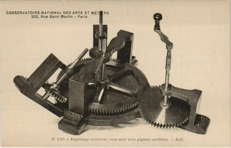 Carte postale ancienne Paris (3e) Cnam - Engrenage exterieure à Paris 3e
