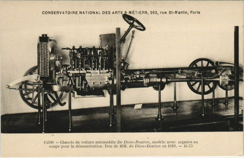 Carte postale ancienne Paris (3e) Cnam - Chassis de voitures automobile à Paris 3e