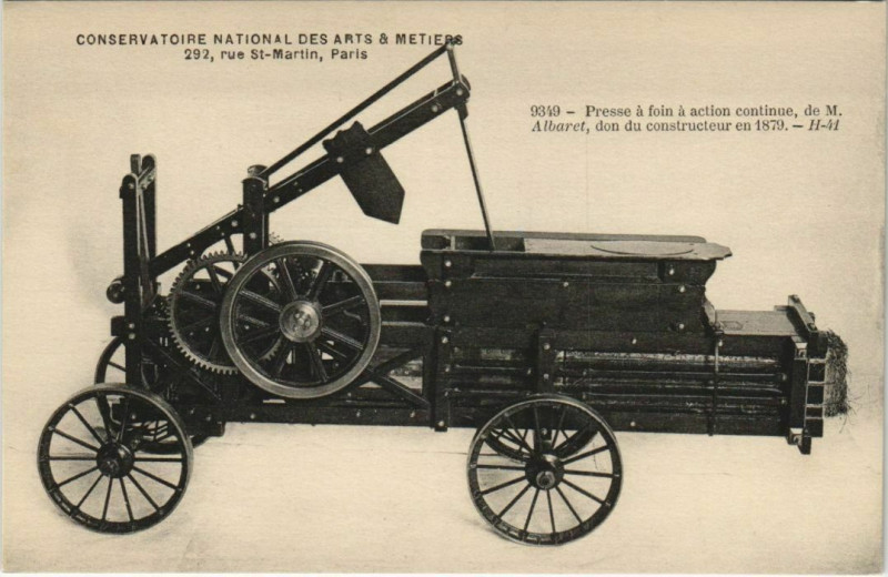 Carte postale ancienne Paris (3e) Cnam - Presse á foin á action continue à Paris 3e
