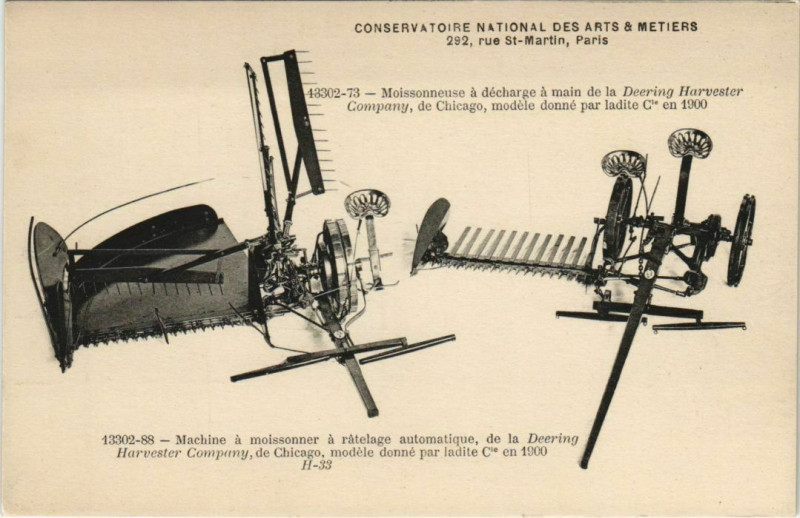 Carte postale ancienne Paris (3e) Cnam - Moissonneuses à Paris 3e