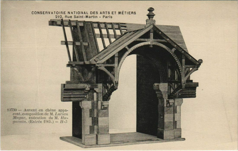 Carte postale ancienne Paris (3e) Cnam - Auvent en chene à Paris 3e