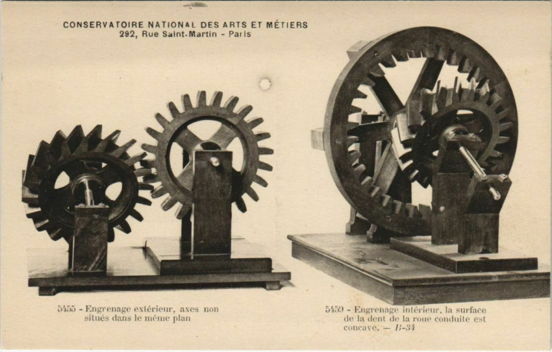 Carte postale ancienne Paris (3e) Cnam - Engrenage interieur et exterieur à Paris 3e