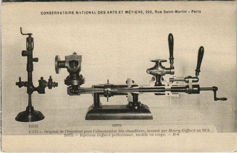 Carte postale ancienne Paris (3e) Cnam - Injecteur pour l'alimentation des chaudieres à Paris 3e
