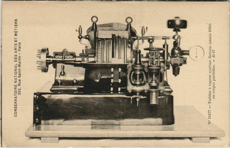 Carte postale ancienne Paris (3e) Cnam - Turbine á vapeur à Paris 3e