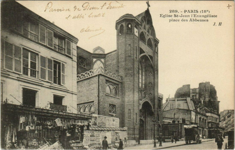 Carte postale ancienne Paris (18) Eglise Saint-Jean l'Evangeliste place des Abbesses à Paris