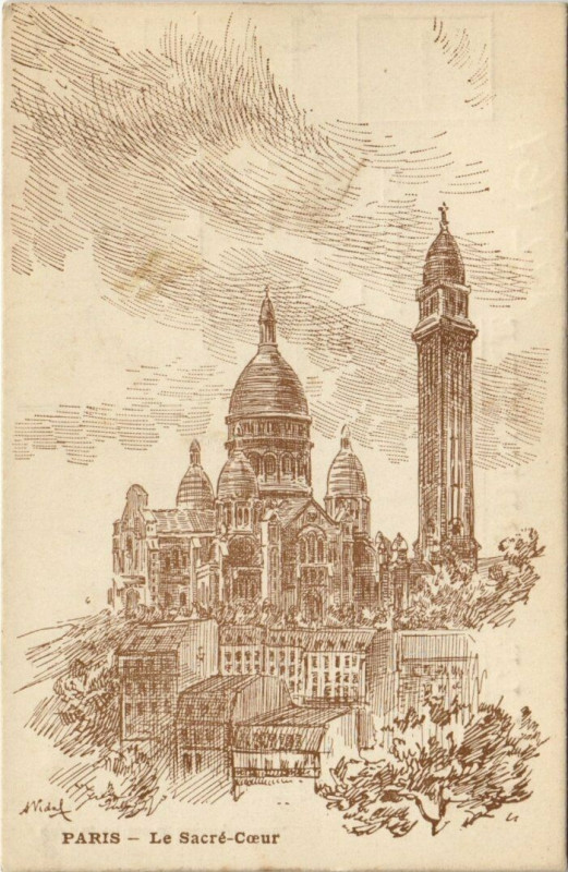 Carte postale ancienne Paris Scea-Coeur à Paris