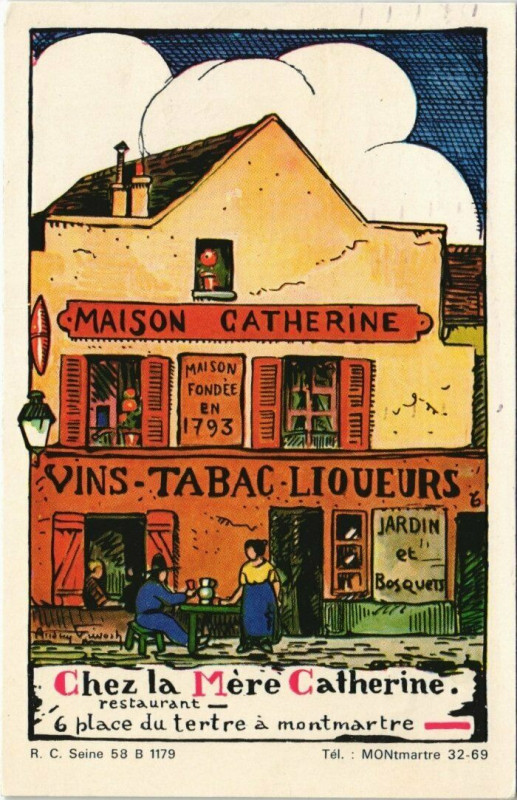 Carte postale ancienne Chez la Mère Catherine - restaurant à Paris 18e