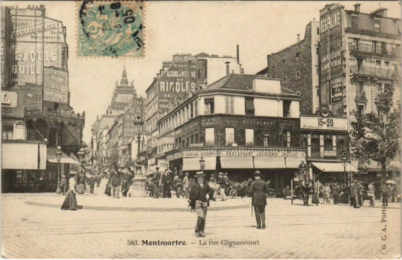 Carte postale ancienne Montmartre - La rue Clignancourt à Paris 9e