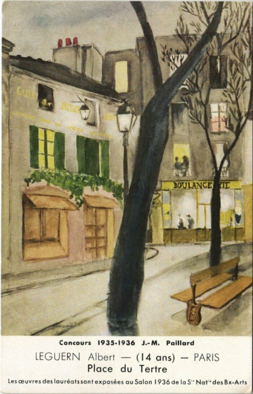 Carte postale ancienne Concours 1935-1936 J.M. Paillard Place du Tertre