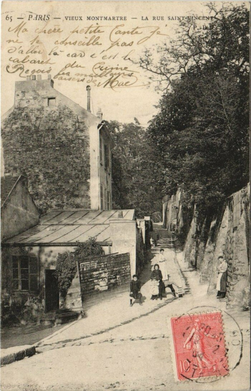 Carte postale ancienne Vieux Montmartre - La Rue Saint-Vincent à Paris 18e