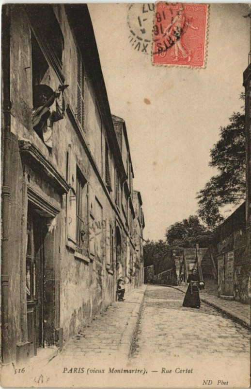 Carte postale ancienne Vieux Montmartre - La Rue Cortot à Paris 18e