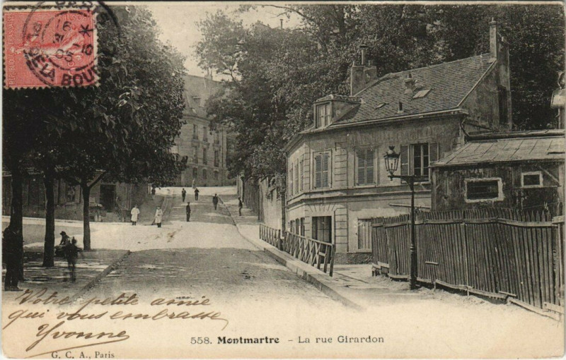 Carte postale ancienne Montmartre - La Rue Girardon à Paris 18e