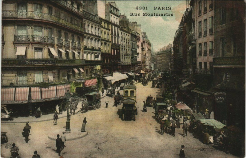 Carte postale ancienne Paris Rue Montmartre à Paris