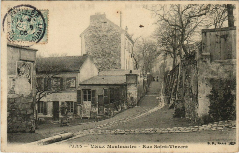 Carte postale ancienne Vieux Montmartre - Rue Saint-Vincent à Paris 18e