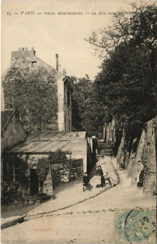 Carte postale ancienne Vieux Montmartre - La Rue Saint-Vincent à Paris 18e