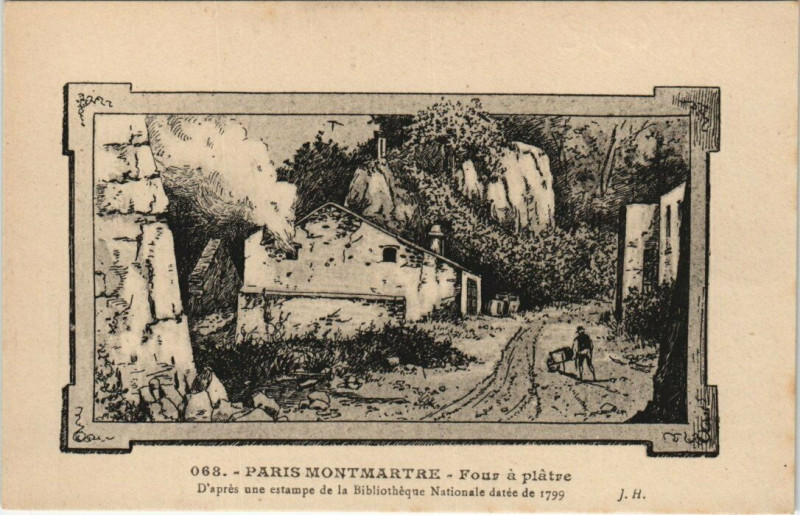 Carte postale ancienne Montmartre - Four à plâtre à Paris 18e