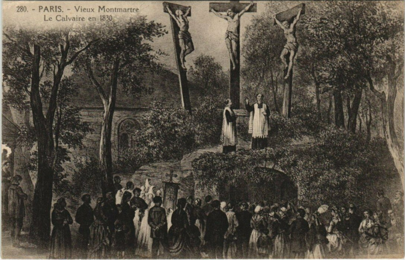 Carte postale ancienne Vieux Montmartre - Le Calvaire en 1830 à Paris 18e