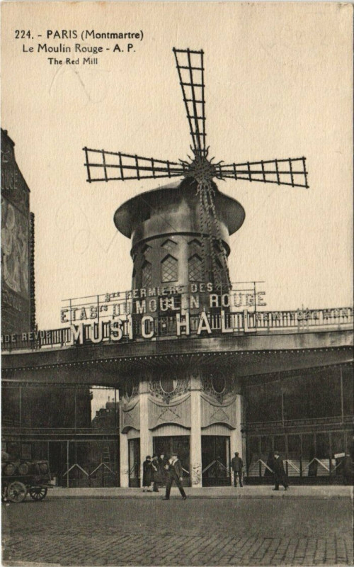 Carte postale ancienne Montmartre - Le Moulin Rouge à Paris 9e