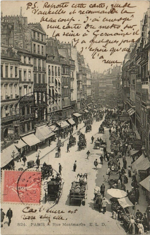Carte postale ancienne Paris - Rue Montmartre à Paris