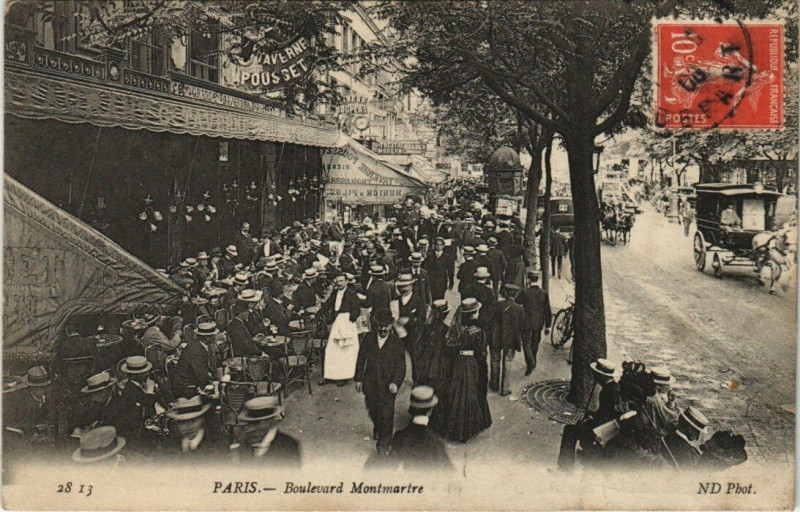 Carte postale ancienne Paris Boulevard mOntmartre, Café Pousset à Paris