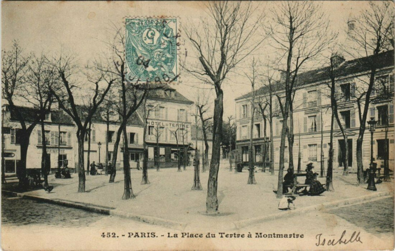 Carte postale ancienne La Place du Tertre à Montmartre à Paris 18e