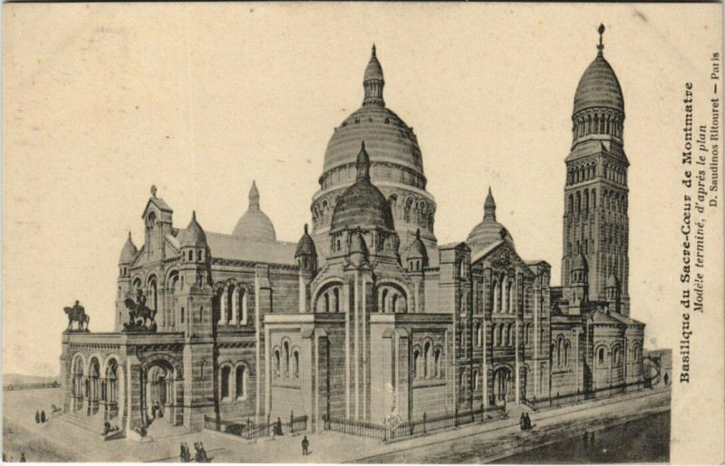Carte postale ancienne Basilique du Sacre-Coeur de Montmarte Modele termine, d'apres