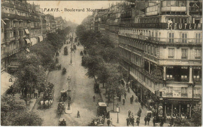 Carte postale ancienne Paris. - Boulevard Montmartre à Paris