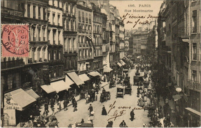 Carte postale ancienne Paris 2e Rue Montmartre ed. E.L.D à Paris 2e