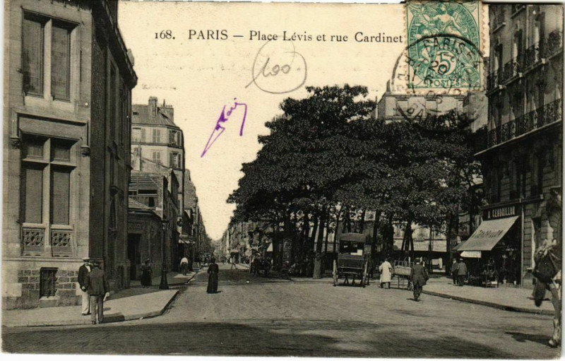 Carte postale ancienne Place Lévis et rue Cardinet à Paris 17e