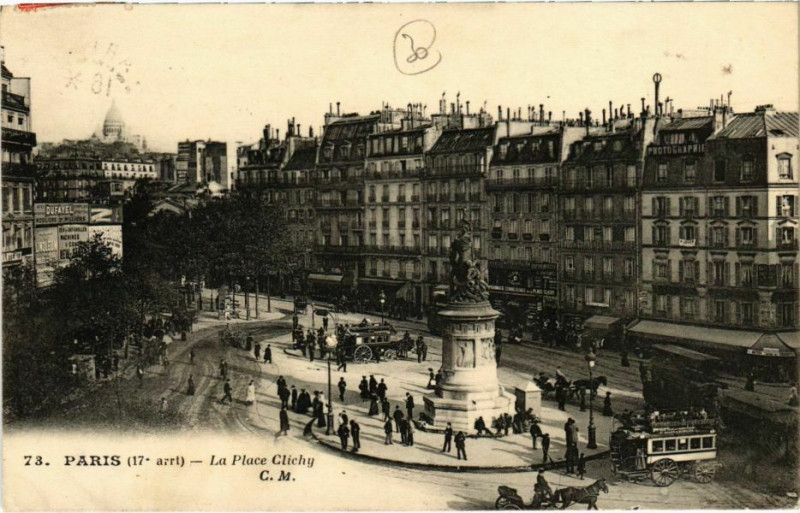Carte postale ancienne La Place Clichy à Paris 17e