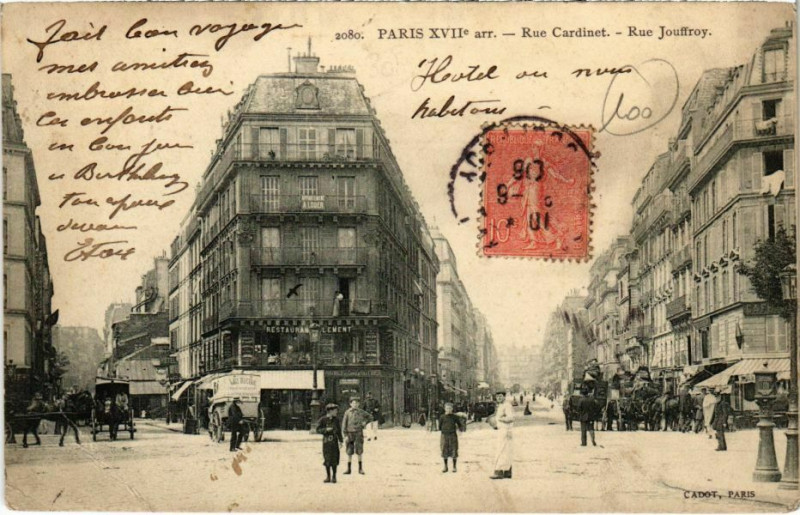 Carte postale ancienne Rue Cardinet - Rue Jouffroy à Paris 17e