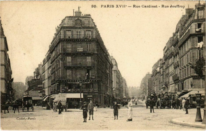 Carte postale ancienne Rue Cardinet - Rue Jouffroy à Paris 17e